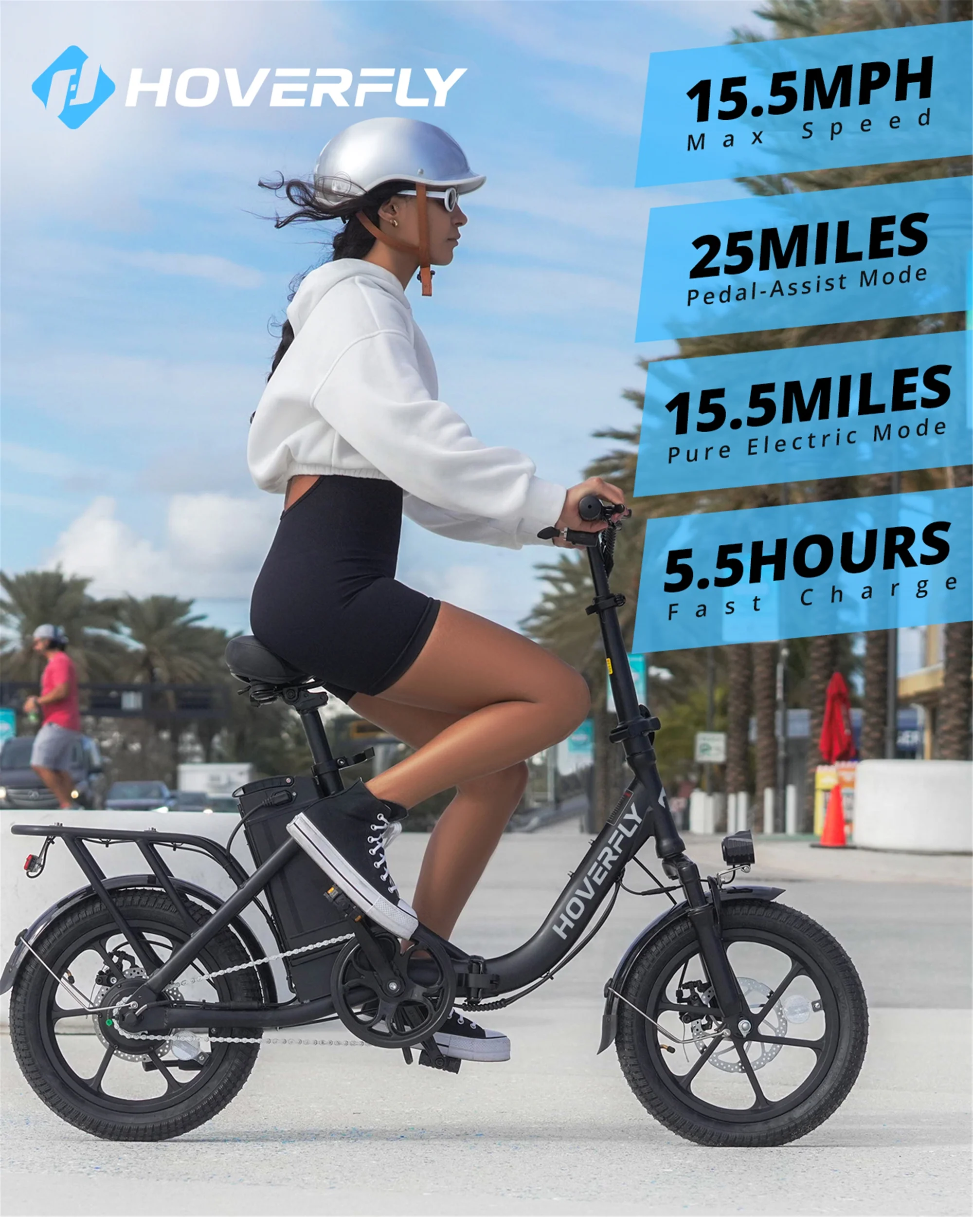 HOVERFLY 16" Folding Adults Electric Bikes, 500W/36V/15.5mph Folding City Ebike for Adult Men Women,Black - Curated Treasures Market