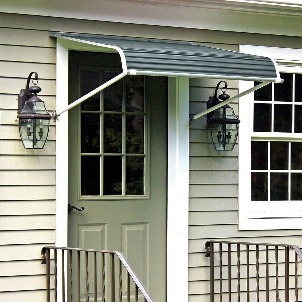 NuImage Awnings 4 ft. 1100 Series Door Canopy Aluminum Awning (12 in. H x 42 in. D) in Slate Blue