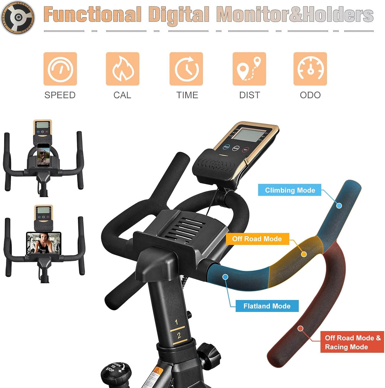 Indoor Cycling Bike Stationary, VIGBODY Exercise Bike Ipad Holder with LCD Monitor Comfortable Seat for Home Cardio Workout Indoor Fitness Training Bike