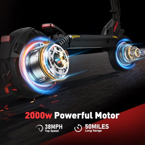 iScooter Electric Scooter Adults, 28/38 MPH Top Speed & 40/50 Miles Long Range Escooter, 10/11" Offroad Pneumatic Tire Scooters for Adults with Cruise Control, Dual Suspensions, Foldable E-Scooter