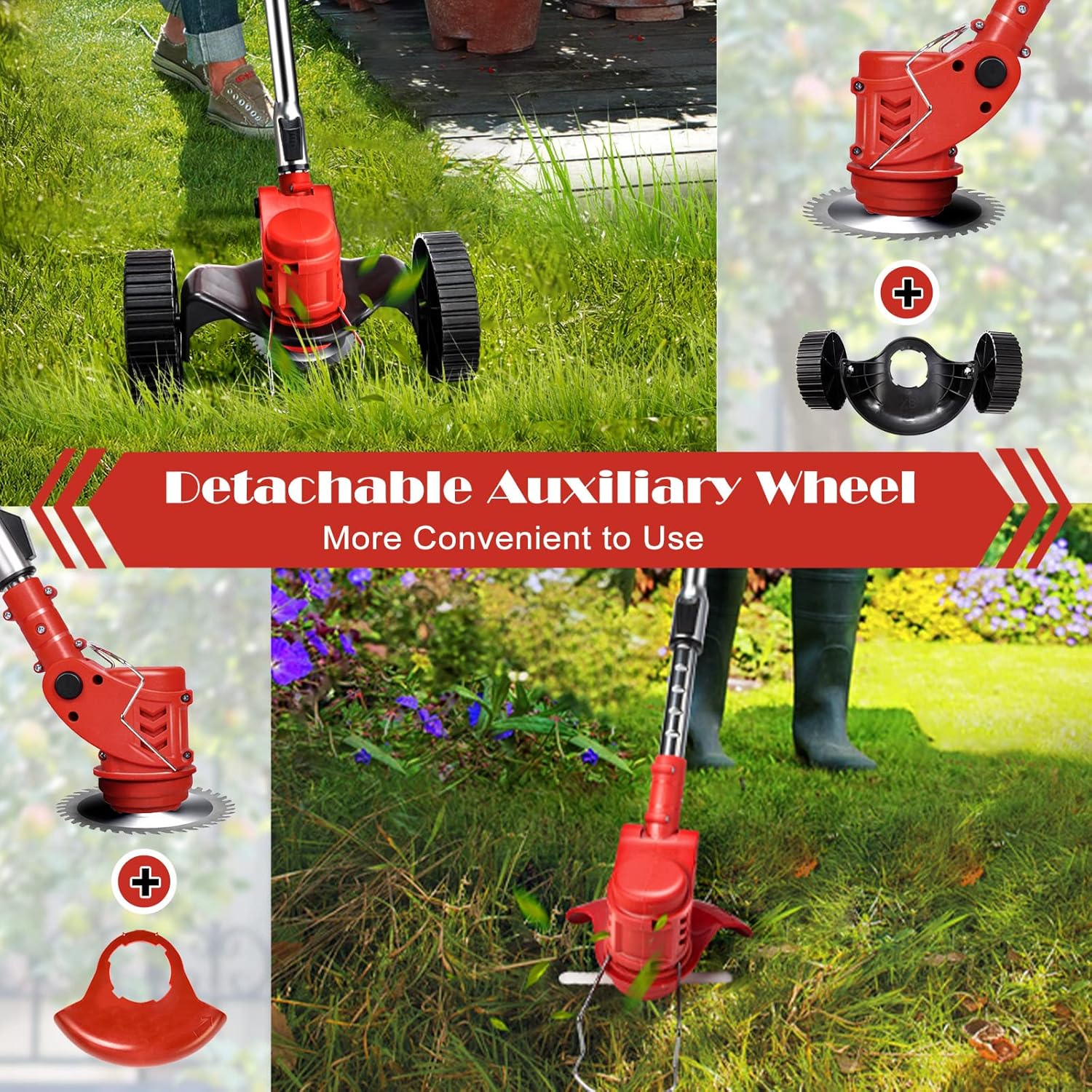 Cordless String Trimmer Battery Powered, Suncanri 21V Weed Wacker Brush Cutter Edger Lawn Tool, Powerful Weed Eater for Home Garden, Lawn, Yard, Bush Trimming & Pruning(2 Batteries)