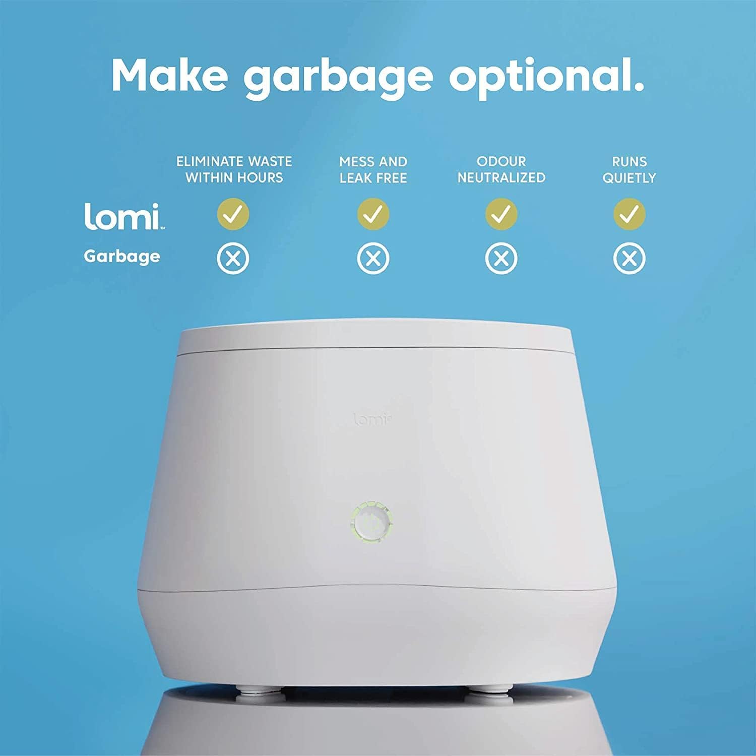 Lomi 1 | Kitchen Composter, 3L, World’s First Smart Waste Home Food Upcycler, Turn Waste into Natural Fertilizer with a Single Button, Indoor Compost, Electric Kitchen Food Recycler (45 Cycles)