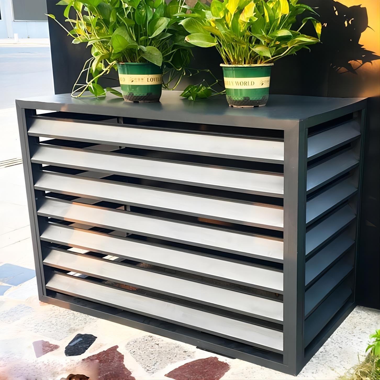 Air Conditioner Fence，Aluminum Air Conditioner cage， AC Covers for Outside Units，Trash Can Enclosure，Flower Stand，Privacy Screen (Color : Gray, Size : 110X60X80CM)