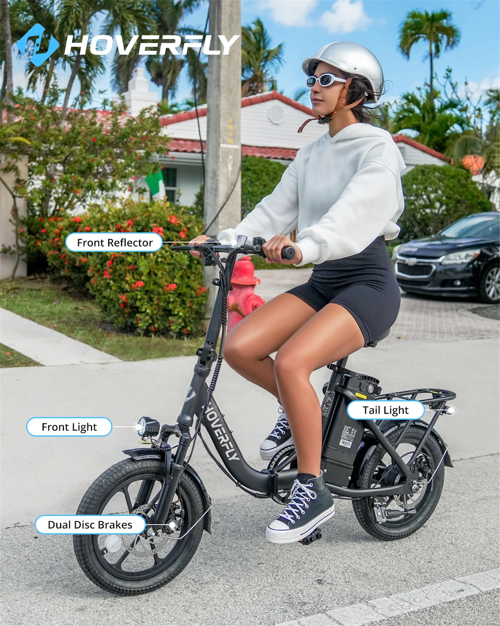 HOVERFLY 16" Folding Adults Electric Bikes, 500W/36V/15.5mph Folding City Ebike for Adult Men Women,Black - Curated Treasures Market