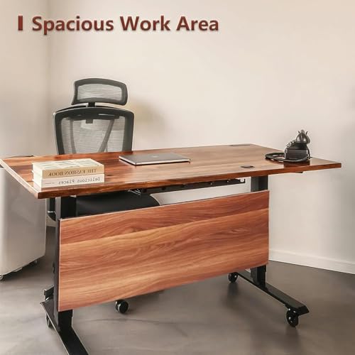 Conference Room Table 8FT White Meeting Seminar Table Business Style Folding Training Flip Top Table for Office Conference,Metal Frame with Wheels (6, White)