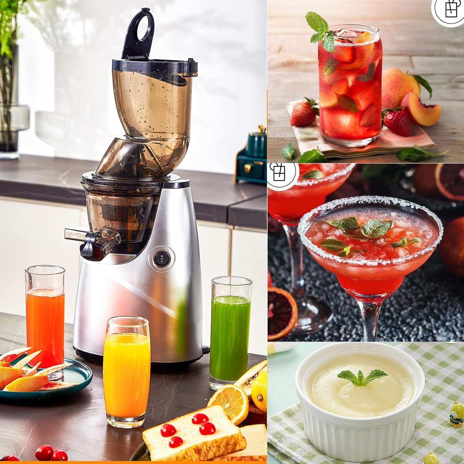 Juicer Machines,Powerful Slow Cold Press Masticating Pure Juicer Machines,Large Diameter Feed Chute Fit Whole Vegetable And Fruit,Juice Residue Separation
