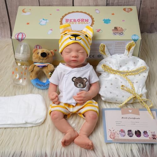 BABESIDE Lifelike Reborn Baby Dolls - 16 Inch (Weight 4 Lb) Full Platinum Silicone Reborn Baby Girl Realistic-Newborn Baby Doll Sleeping Girl Real Life Baby Dolls with Gift Box