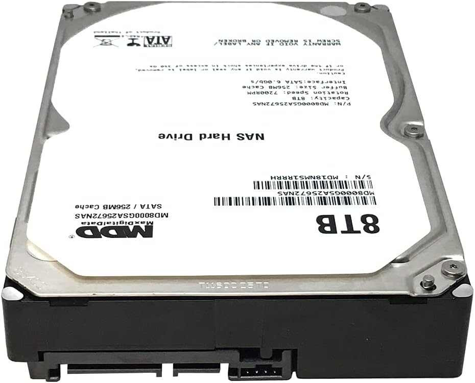 MaxDigitalData 8TB 7200 RPM 256MB Cache SATA 6.0Gb/s 3.5" Internal Hard Drive for NAS Network Storage (MD8000GSA25672NAS) - 3 Years Warranty