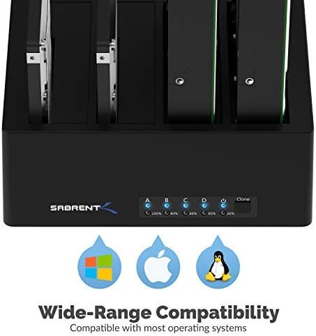 Sabrent 4-Bay USB 3.0 SATA 2.5"/3.5" SSD/HDD Docking Station (DS-U3B4)