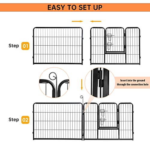 BestPet Dog Playpen Indoor 40 inch 16 Panels Metal Dog Pen Pet Dog Fence Outdoor Exercise Pen with Doors,Pet Puppy Playpen for RV Camping Yard, Black
