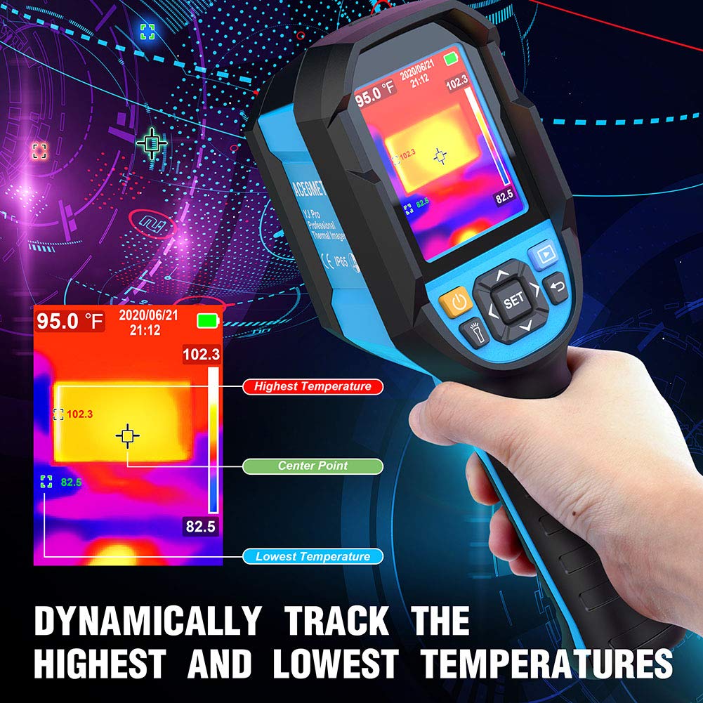 Thermal Imager, ACEGMET 160 x 120 Handheld 19200 Pixels Thermal Camera with IP65 Waterproof Thermal Imaging Camera, 2 Meter Drop Durability, 2.8 LCD Screen Li-ion Battery Infrared Camera