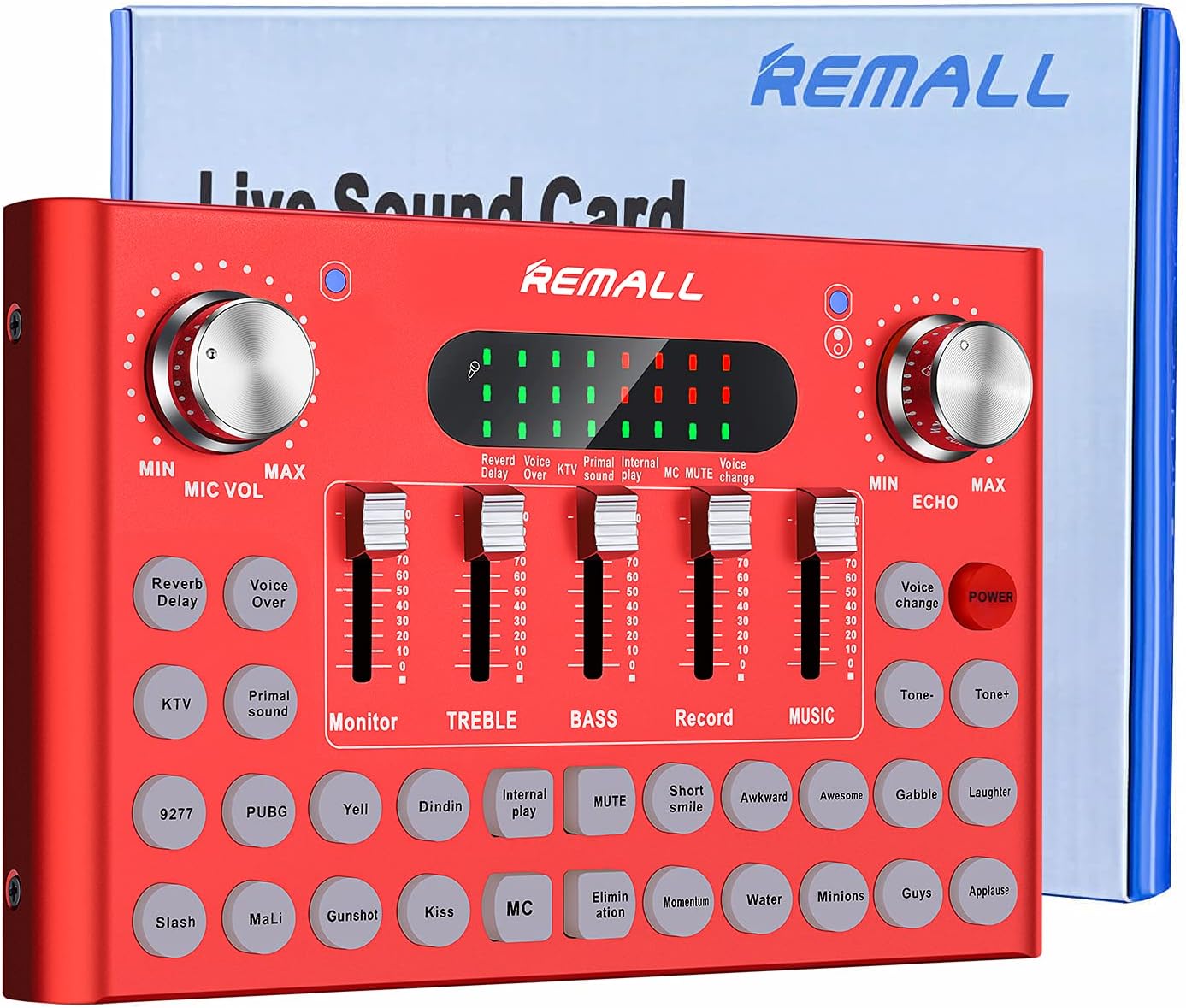REMALL Podcast Equipment Bundle, V8 Sound Card With Audio Mixer for Streaming, Sound Card for Microphone with Voice Changer Sound Effects Board,Sound Mixer for Streaming Gaming Phone PC