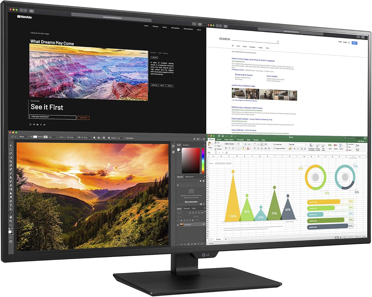 LG 43UN700-B 43 Inch Class UHD (3840 X 2160) IPS Display with USB Type-C and HDR10 with 4 HDMI inputs, Black