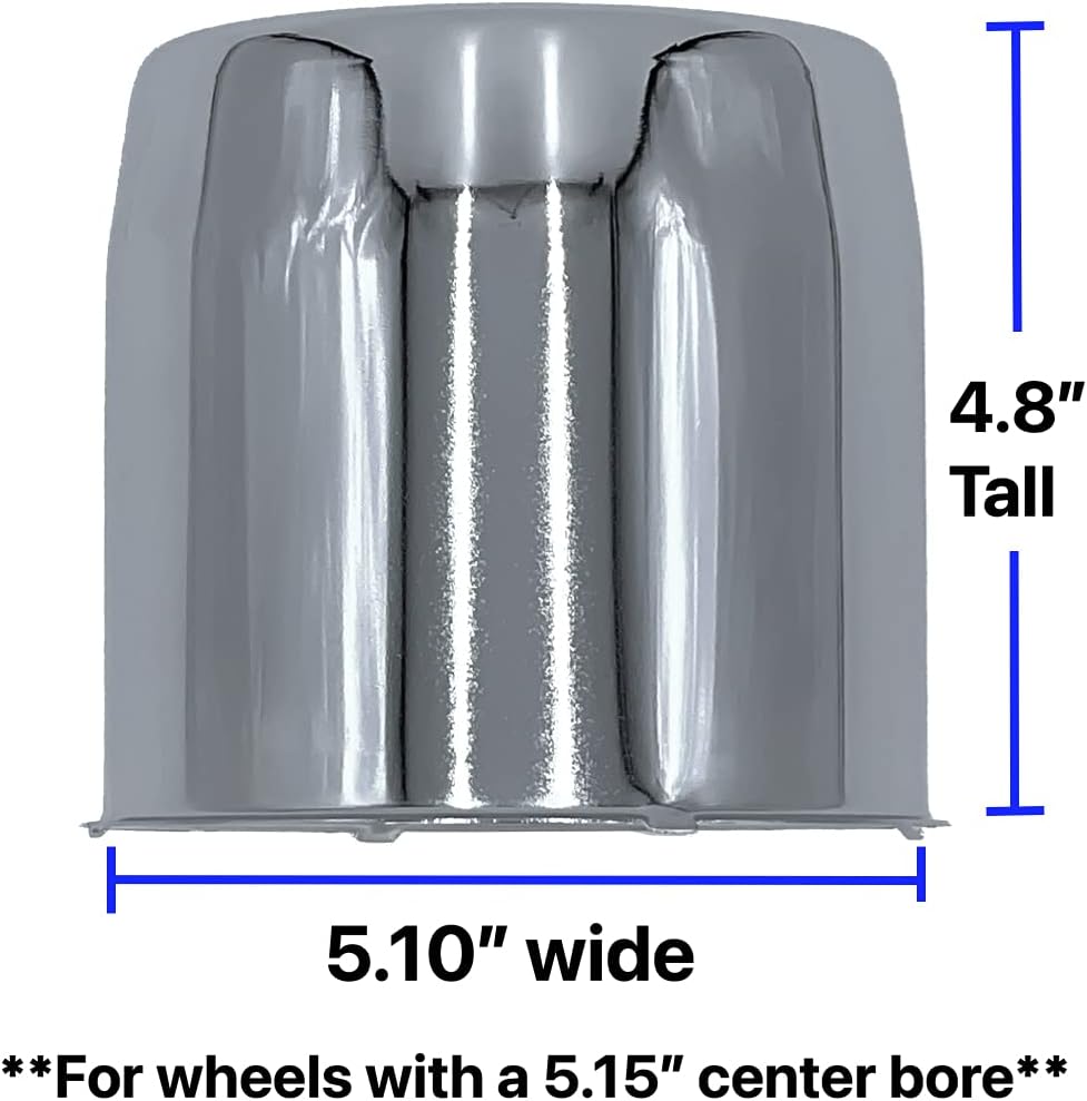 4 Chrome 5.15 Push Through Center Caps for Auto, Truck, Trailer Wheels and Rims