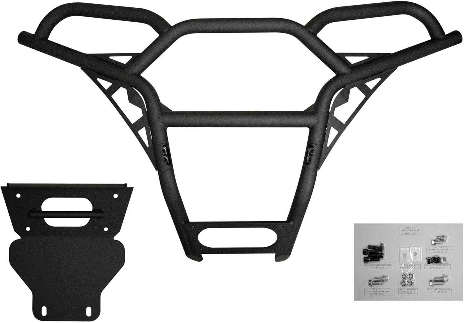 SuperATV Front Bumper / Brush Guard for Polaris RZR 800 (See Fitment) | Heavy Duty 38mm Carbon Steel Tube | Powder Coated for Long Lasting Protection | 3mm Steel Skid Plate | Fully Protects Front End