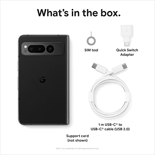 Google Pixel Fold - Unlocked Android 5G Smartphone with Telephoto Lens and Ultrawide Lens - Foldable Display - 24-Hour Battery - Obsidian - 256 GB