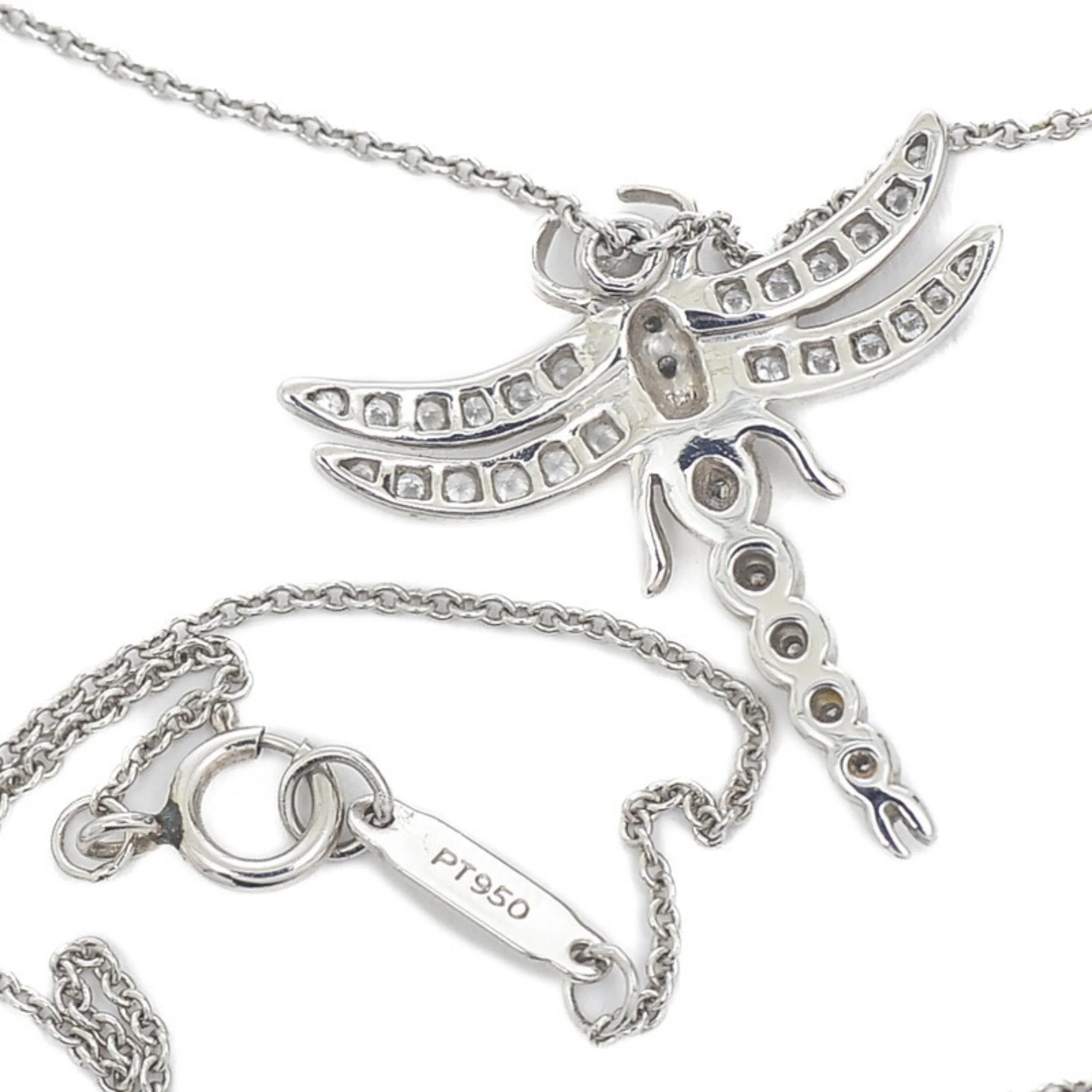 Pre-Owned Tiffany Dragonfly Motif Necklace Pt950 Diamond (Good)