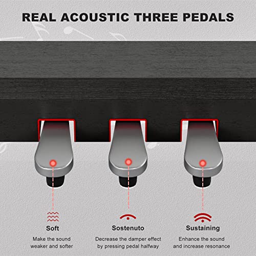 UMOMO 88 Weighted Key Digital Piano with Piano Bench, Hammer Action Electric Piano with Piano Stand, Headphone Jack, 3 Pedal, Full Size Electronic Piano Keyboard for Beginner, Adults, White