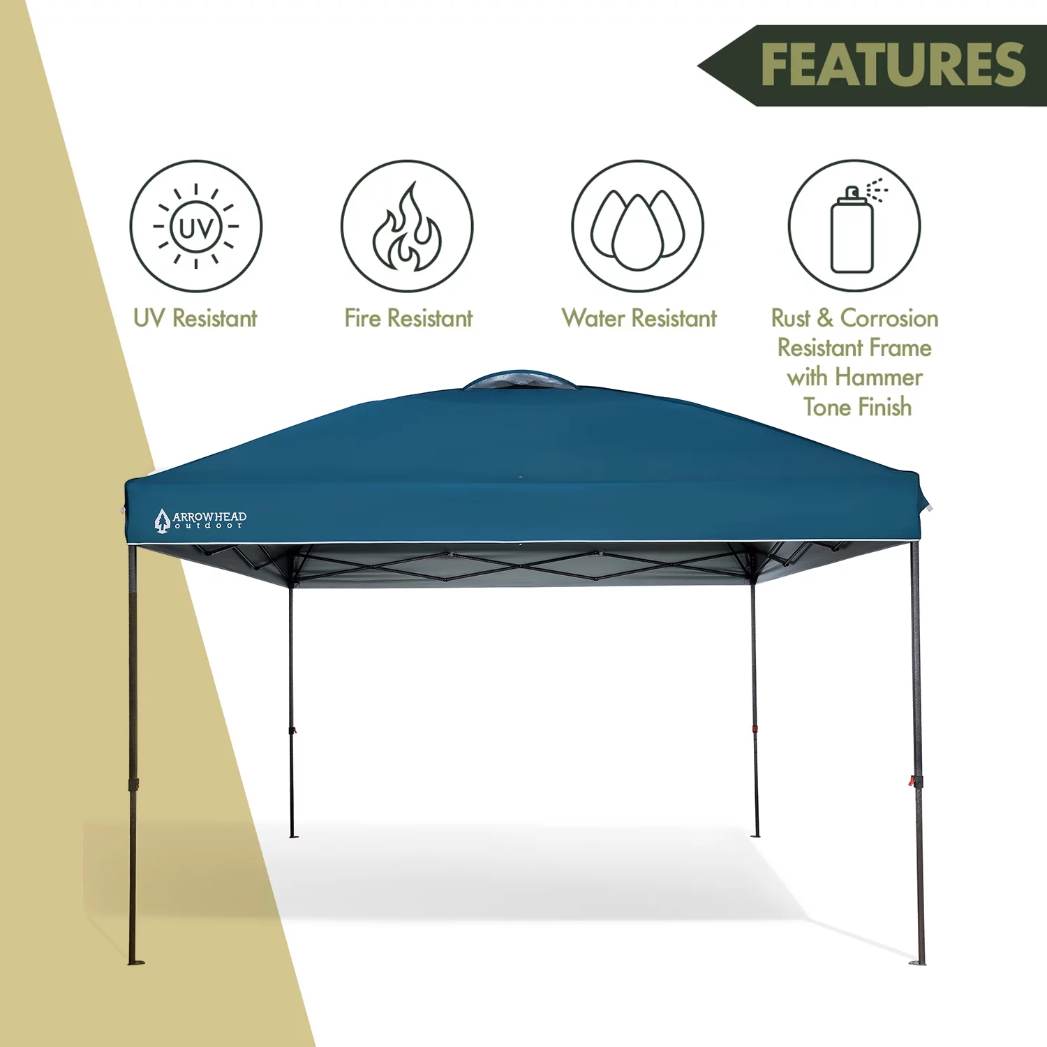 ARROWHEAD OUTDOOR 12’x12’ Pop-Up Canopy & Instant Shelter, Easy One Person Setup, Water & UV Resistant 150D Fabric