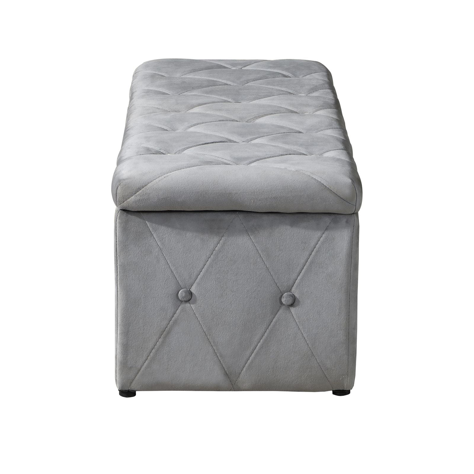 3 Set Rectangular Velvet Ottoman Storage - 40" Extra Large End of Bed Storage Box with Lids - 2 Set 15" Footstool, Fabric Linen Bench Window Couch Seat for Hold up to 660lb - Gray
