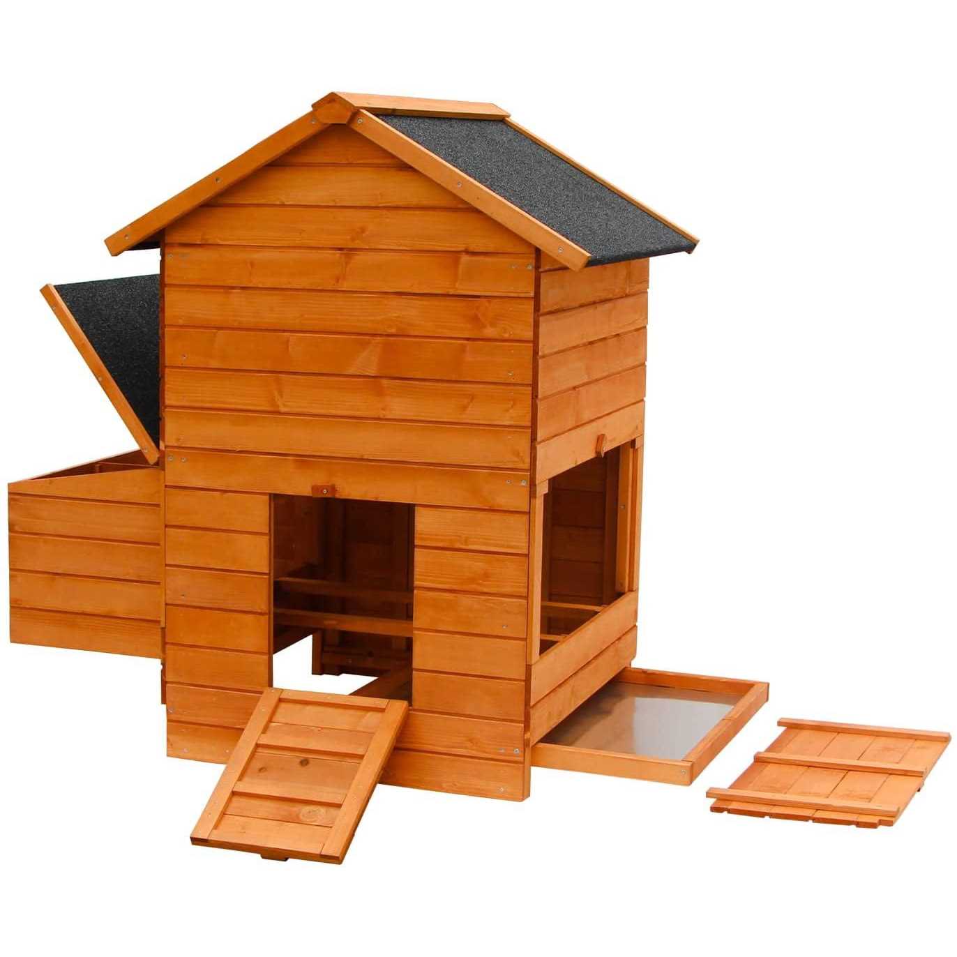 Kinbor Wooden Chicken Coop Outdoor Large Hen House w/Nesting Box Poultry Cage Rabbit Hutch w/Removable Tray &amp; Ramp-Main House - Pet Supplies online store