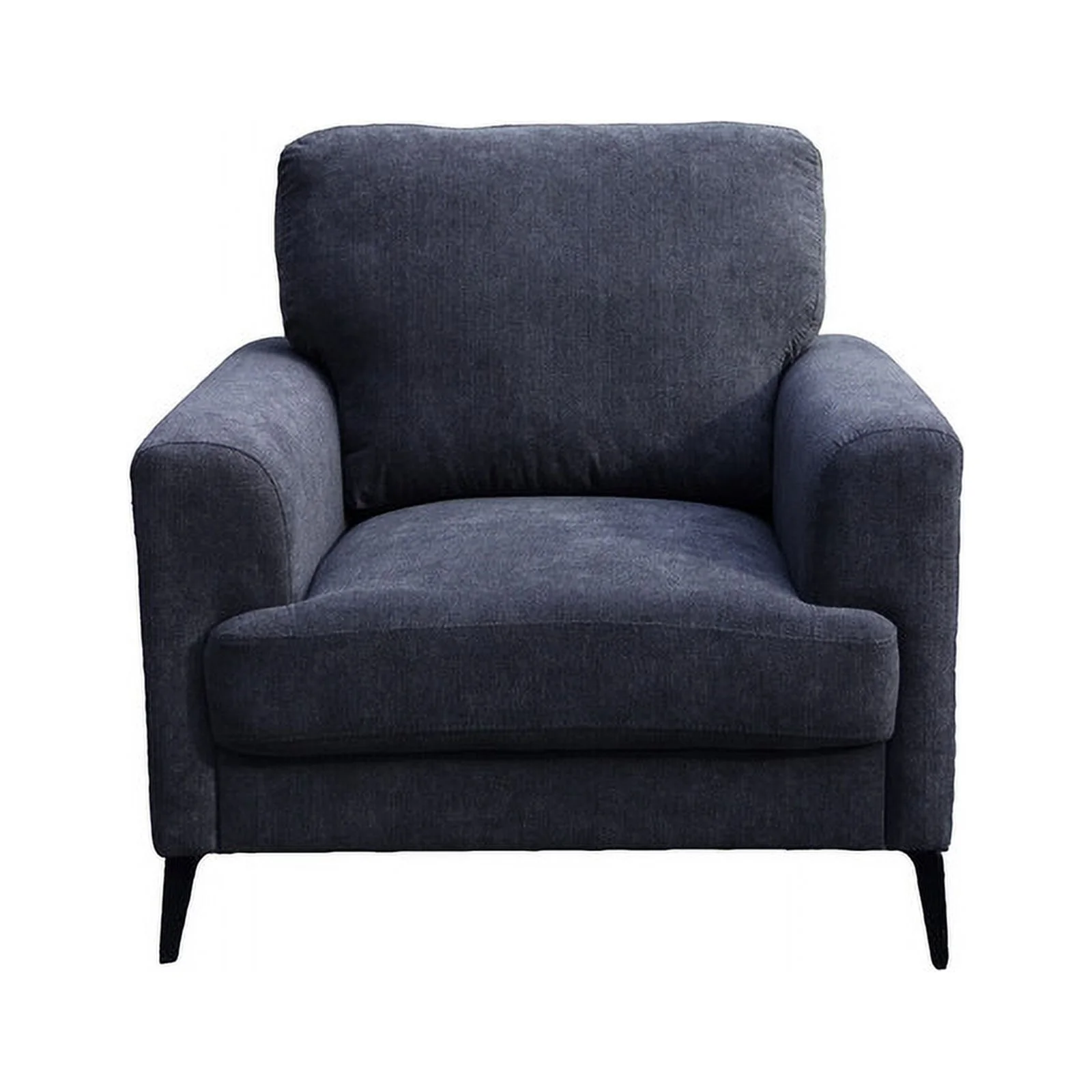Pemberly Row Black Chenille Sofa Loveseat Chair Living Room Set