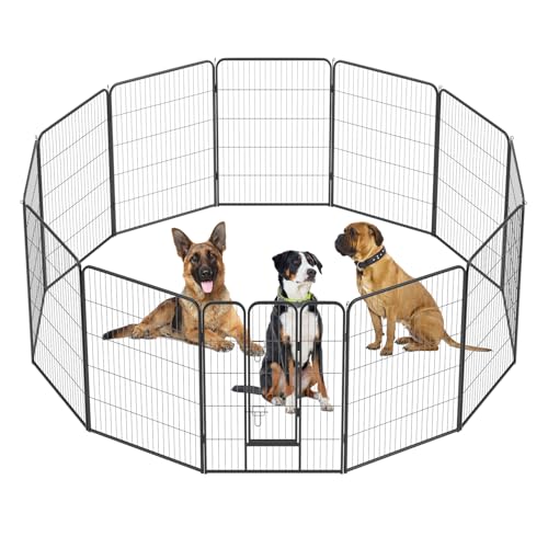 BestPet Dog Playpen Indoor 40 inch 16 Panels Metal Dog Pen Pet Dog Fence Outdoor Exercise Pen with Doors,Pet Puppy Playpen for RV Camping Yard, Black