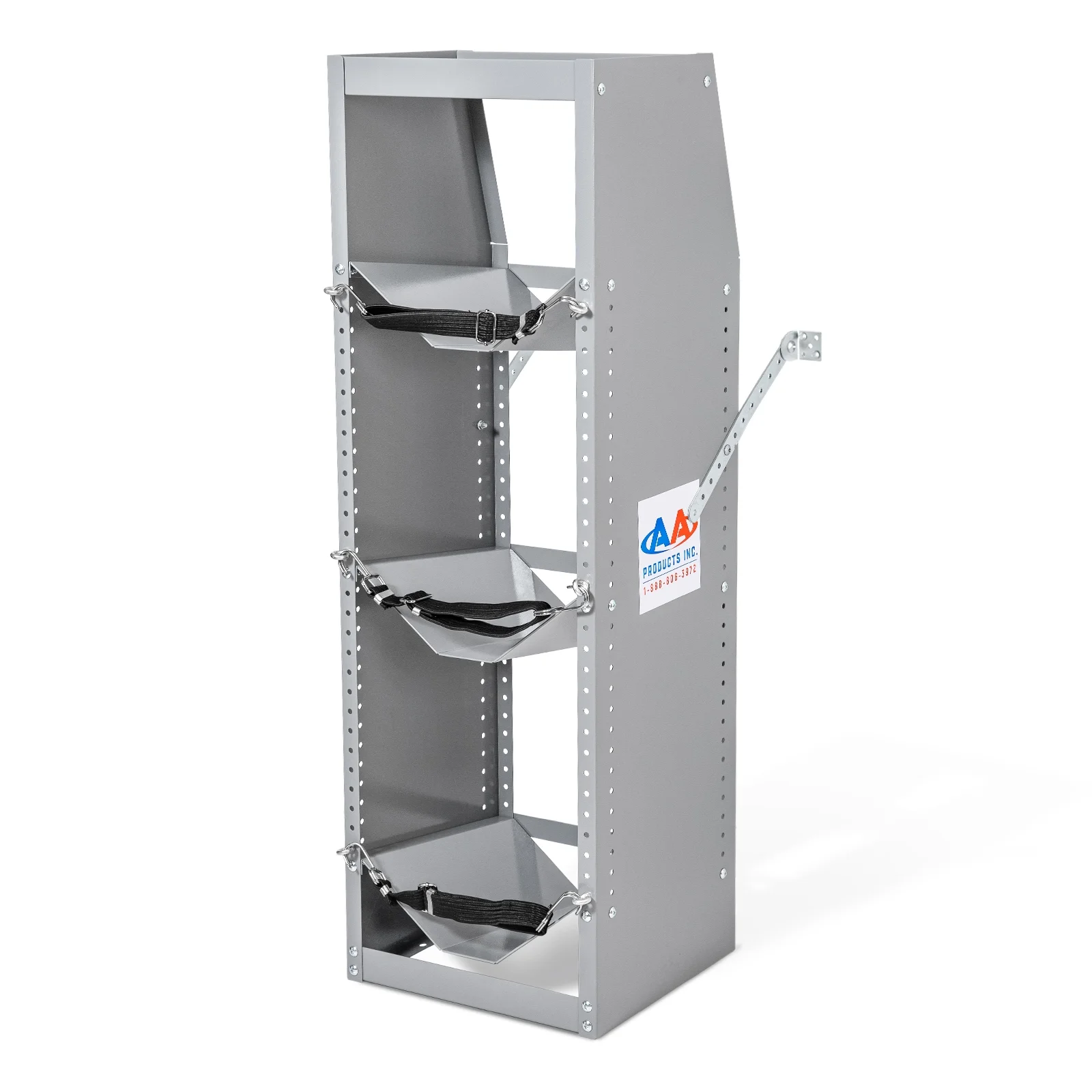 TR-3-46 Refrigerant Tank Rack Steel Freon Tank Holder Rack Shelving Storage with Top Shelf for Cargo Van, 46" H x 14.7" W x 13" D