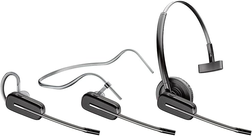 Plantronics - Savi 8240 Office-Wireless DECT Single In-Ear(Mono) Headset-Convertible (3 wearing styles)-Noise Cancelling Mic-Connects to Deskphone/ PC Mac-Works with Teams (Certified), Zoom & more