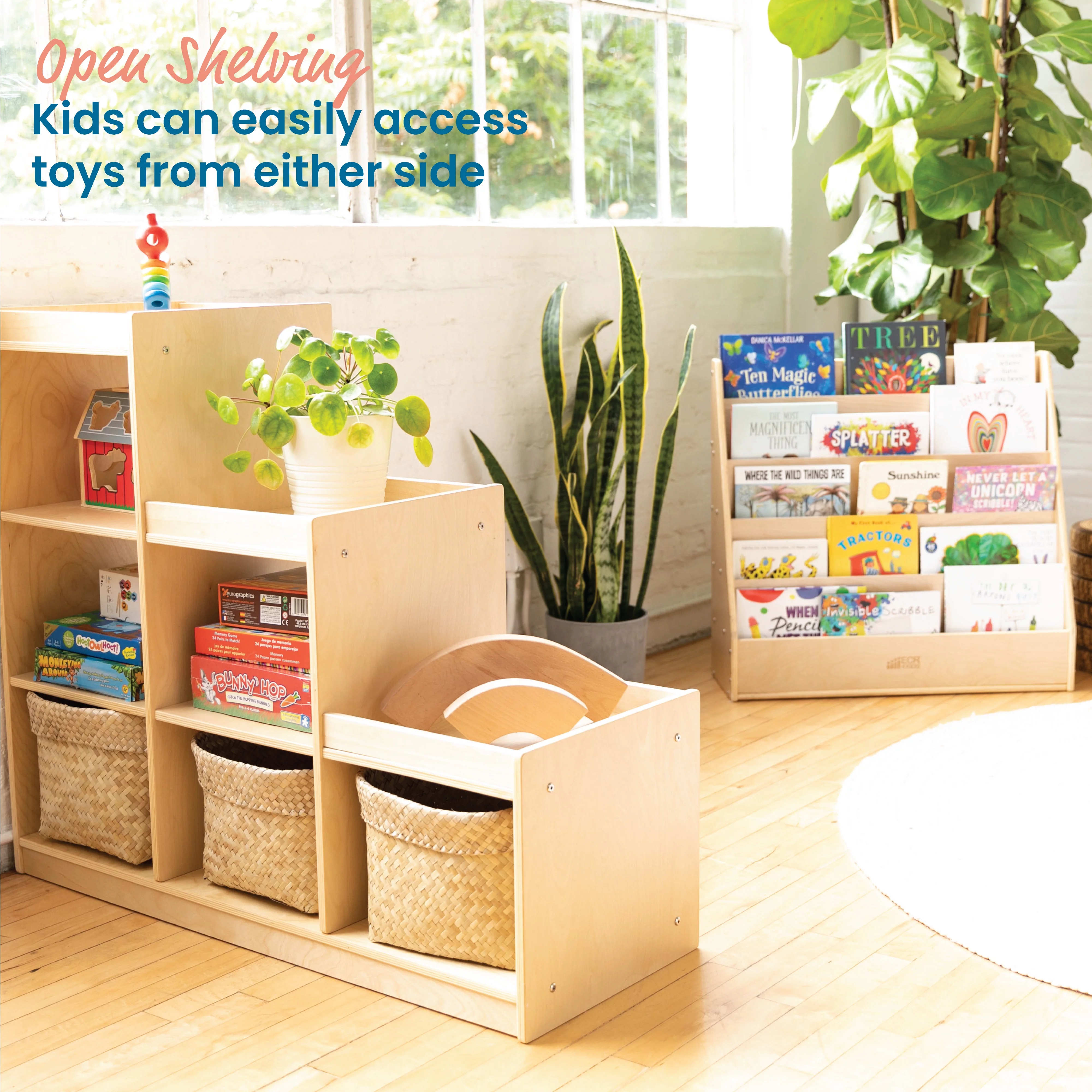 ECR4Kids 3-2-1 Cube Storage Cabinet, Kids Furniture, Natural