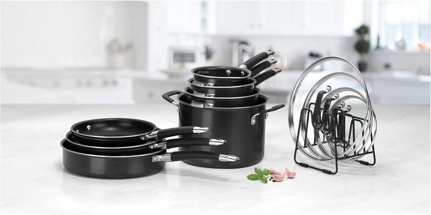 CUISINART N51-12BK SmartNest Nonstick Aluminum Nesting Cookware Set, 12 Piece, Black