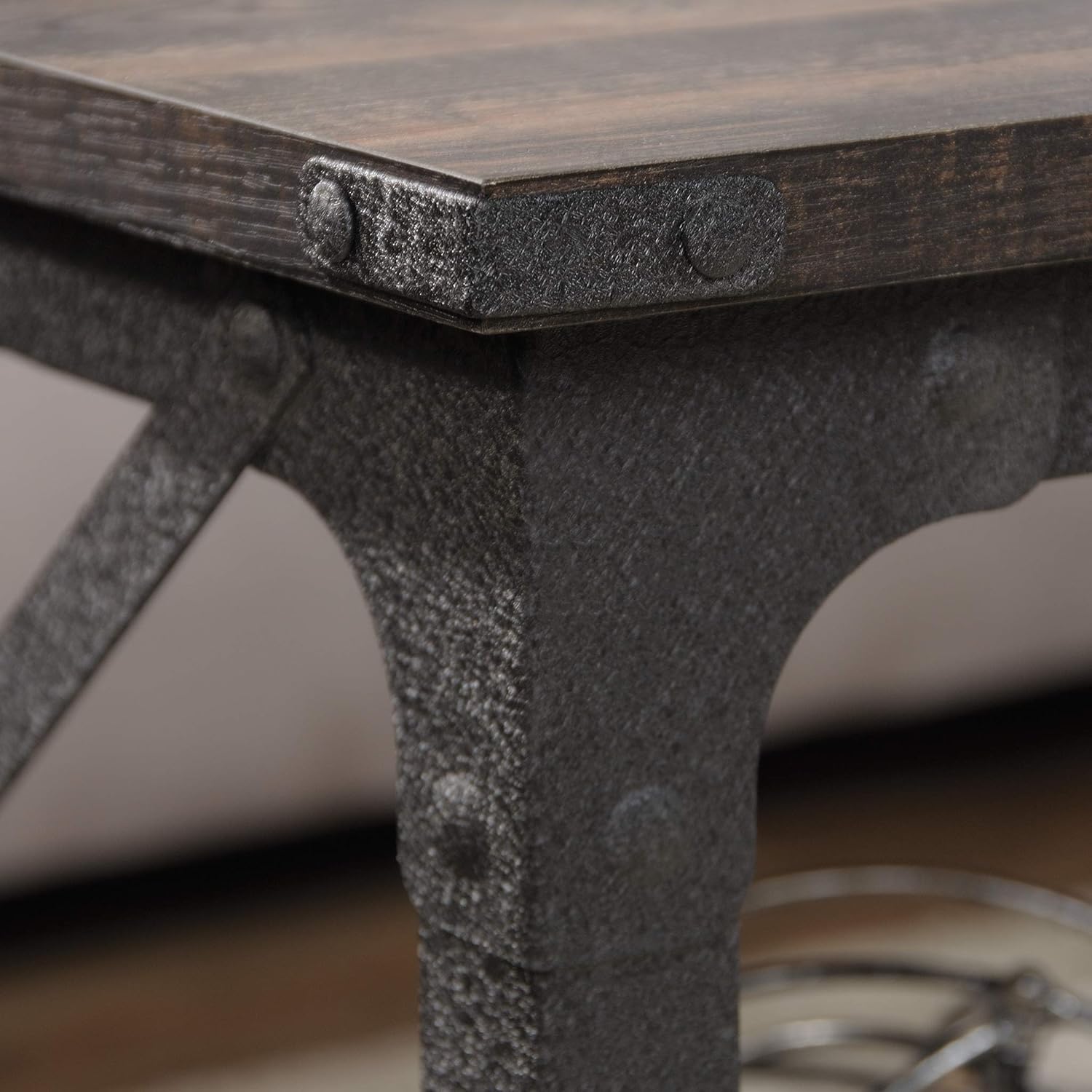 Sauder Steel River Coffee Table, L: 42.91 x W: 24.21 x H: 18.5, Carbon Oak Finish