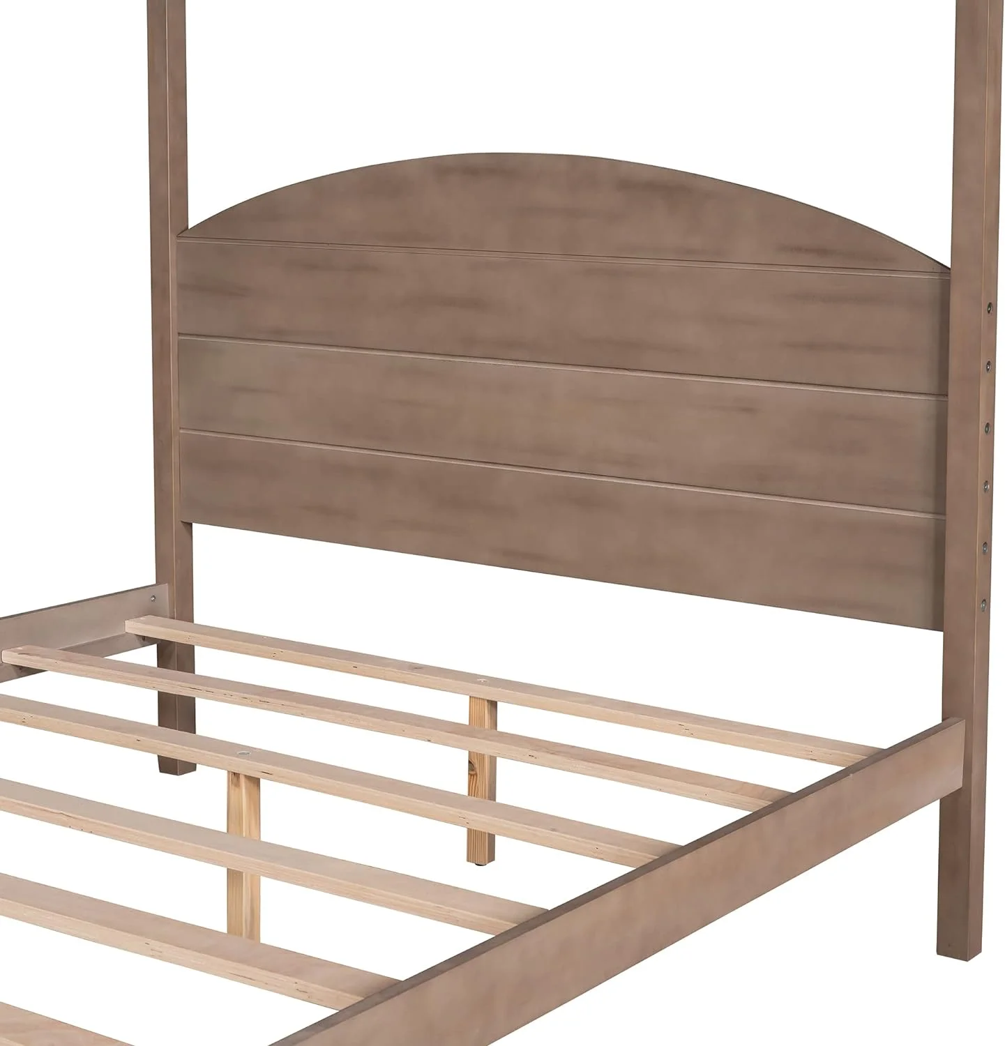 Canopy Bed Frame Full Size, 4-Post Canopy Platform Bed Frame With Headboard And Support Legs, Solid Wood Full Bed Frame For Kids Teens Adults, No Box Spring Needed (Full, Brown Wash)