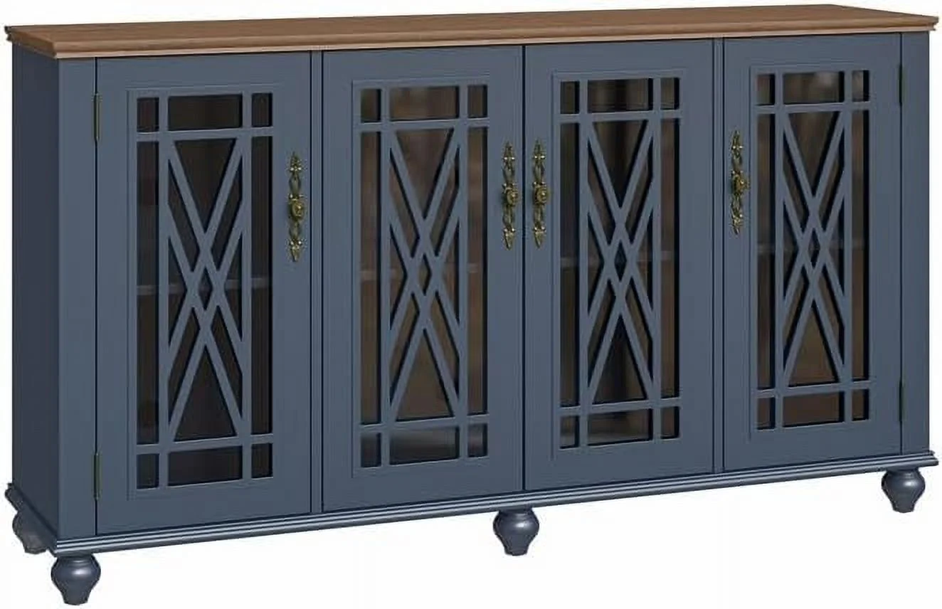 Vintage Wood Kitchen Accent Buffet Sideboard Cabinet - Navy
