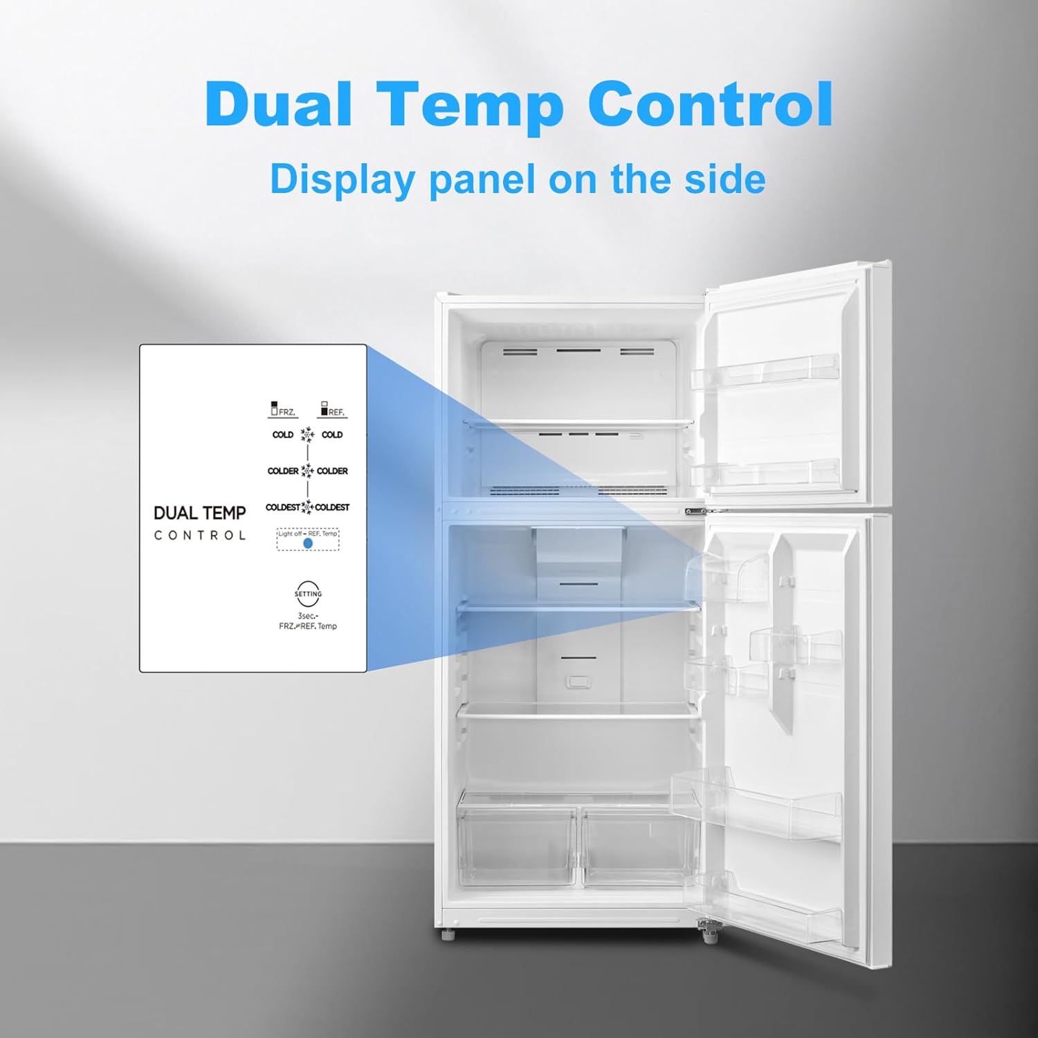 30" Top Freezer Refrigerator with 20.5 Cu.Ft Total Capacity, Freestanding 2- Door Fridge with 5.8 Cu.Ft Upright Freezer, Reversible Door, LED Light, Garage Ready, 110V, White