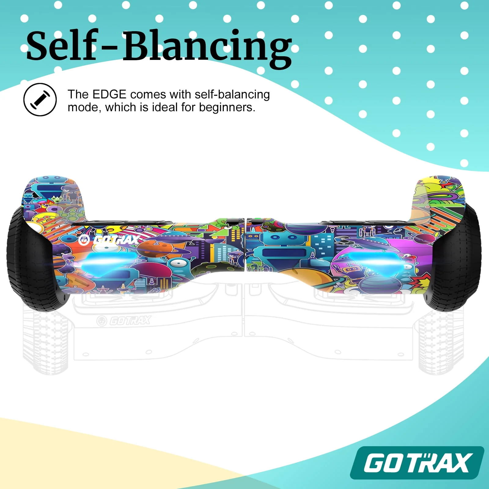 Gotrax Edge Hoverboard for Kids Adults, 6.5 Tires 6.2mph & 2.5 Miles Self Balancing Scooter, Black