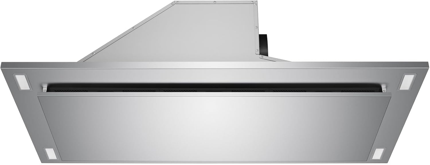 VICTORY Sunset, 600 CFM Flush Ceiling Mount Insert Island Range Hood 38 Inch, Stainless Steel, Dimmable Lights, Easy to Use Wall Control