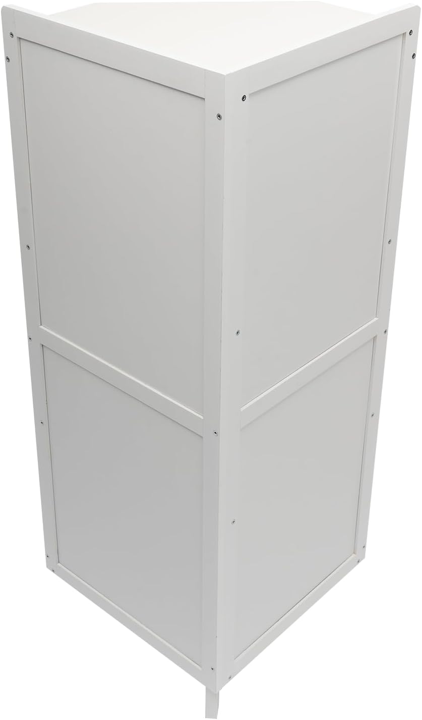 42.5" Corner Cabinet, 3-Tier Floor Storage Cabinet with Door for Kitchen Living Room Bedroom (White)