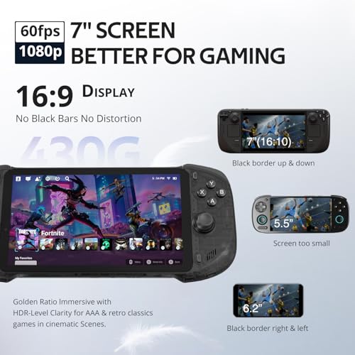 OnePro Cloud Handheld Portable Remote Play Gaming Console, For Xbox Cloud Gaming, NVIDIA GeForce NOW, Playstation, PC, Long-Battery Life, 7" 1080P Touchscreen, Lightweight Retro Game Handheld - 64G