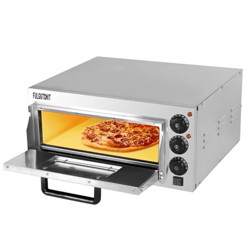 Fulgutonit Pizza Oven Countertop, 16" Electric Pizza Oven Indoor, Commercial Pizza Maker, Stainless Steel Pizza Cookerwith Pizza Stone and Timer, for Hotel Restaurant Home Baked