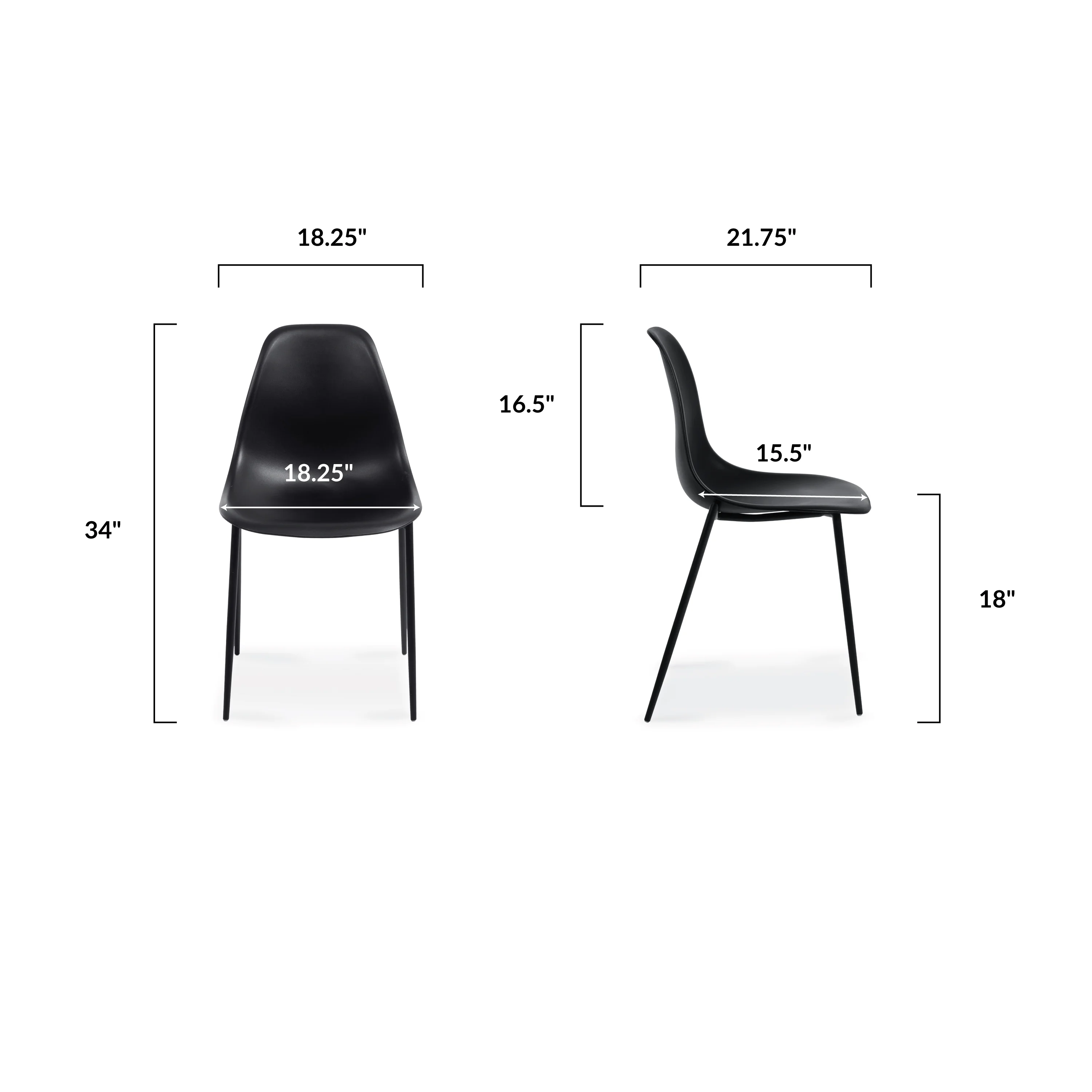 Poly & Bark Isla Chair in Black (Set of 4)