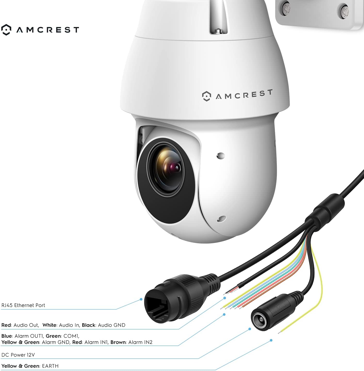 Amcrest 4MP Outdoor PTZ POE + AI IP Camera Pan Tilt Zoom (Optical 25x Motorized) Security Speed Dome, People and Vehicle Detection AI, Face Detection, 328ft Night Vision POE+ (802.3at) IP4M-1063EW-AI