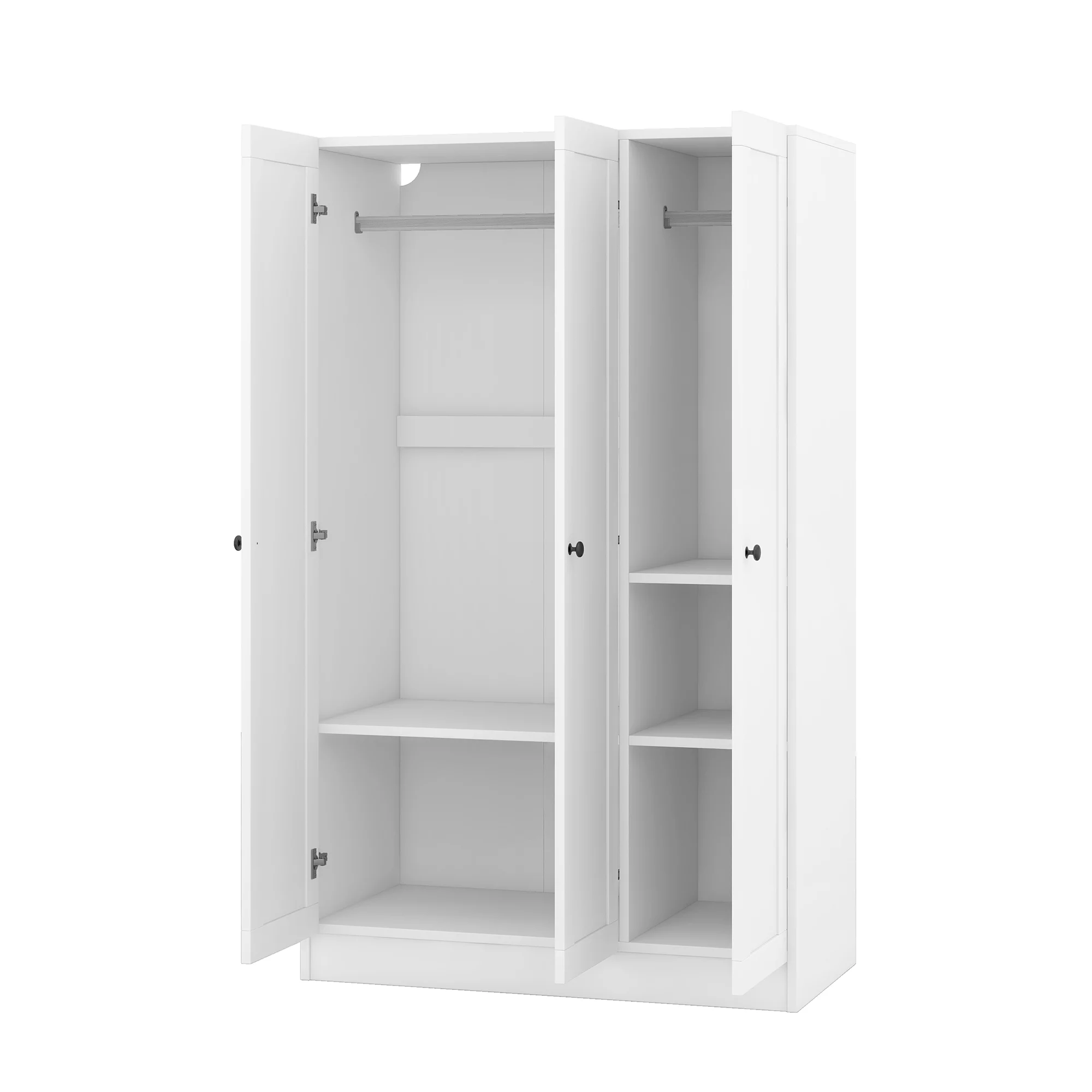 Modern Wood Wardrobe Closet with Doors Shelevs and Hanging Rail, Freestanding Armoires Storage Cabinet Organizer for Bedroom Gym School