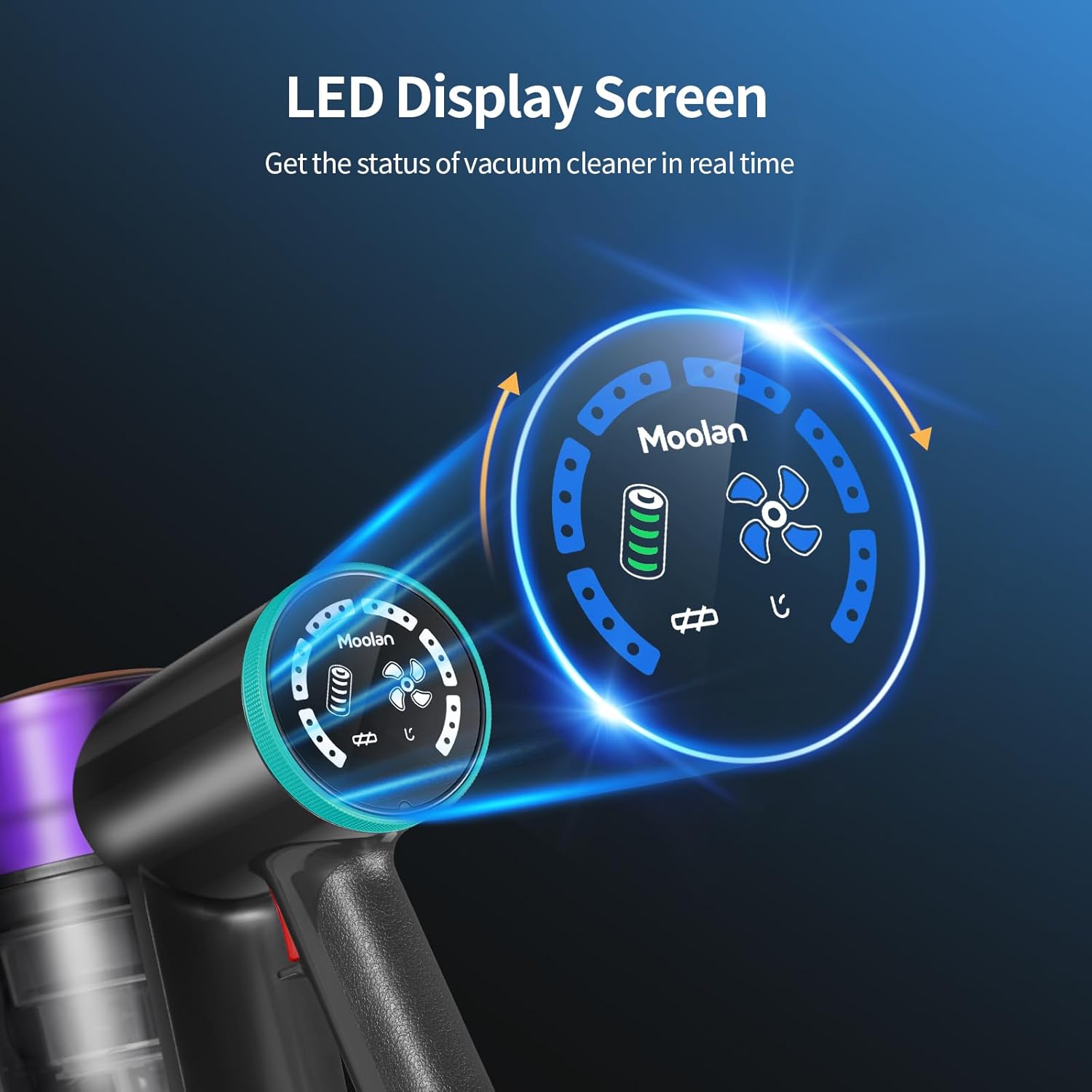 Cordless Vacuum Cleaner, 20Kpa Stick Vacuum Cordless Rechargeable with LED Screen, 250W Brushless Motor Vacuum for Home Hardwood Floor Carpet Pet Hair