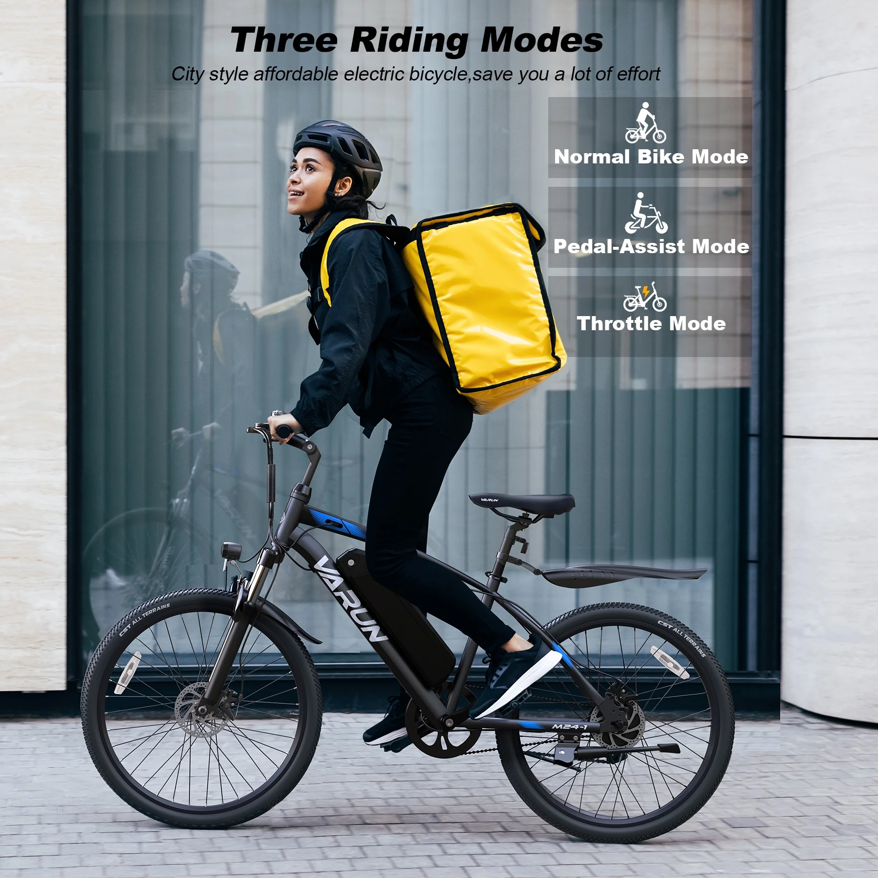 VARUN Electric Bike for Adults, 350W 20MPH Commuter Ebike with 36V Removable Battery, 24'' Electric Mountain Bike with Front Fork Suspension and Dual Disc Brakes - Curated Treasures Market