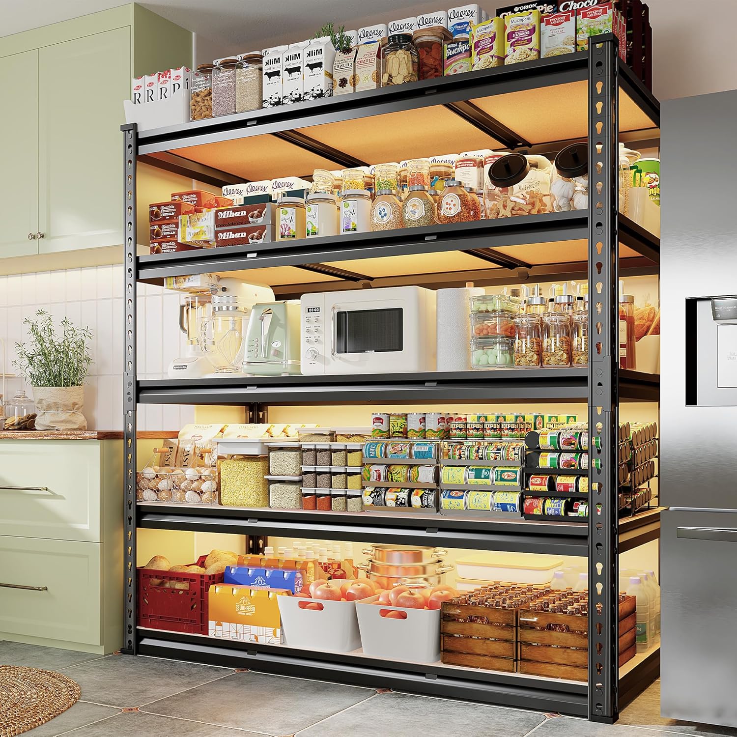 REIBII 48" W Garage Shelving Heavy Duty Storage Shelves 5 Tier 3020LBS Adjustable Shelves for Garage Storage Industrial,47.9" W X71.2 H X 24" D