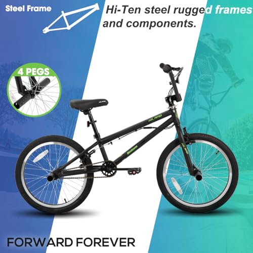 Hiland 20 inch Freestyle Kids BMX Bike,Beginner-Level to Advanced Riders with 360 Degree Gyro & 4 Pegs, Kids' Bicycles for Boys,Girls,Youth Multiple Colors