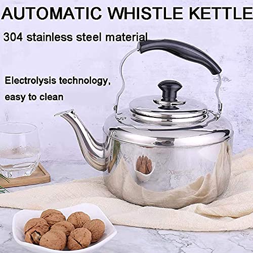 Stainless Whistling Tea Kettle Tea Pots Whistling Kettle 304 Stainless Steel Stove Universal Kettle Handle Electrolysis Process Steel teapot