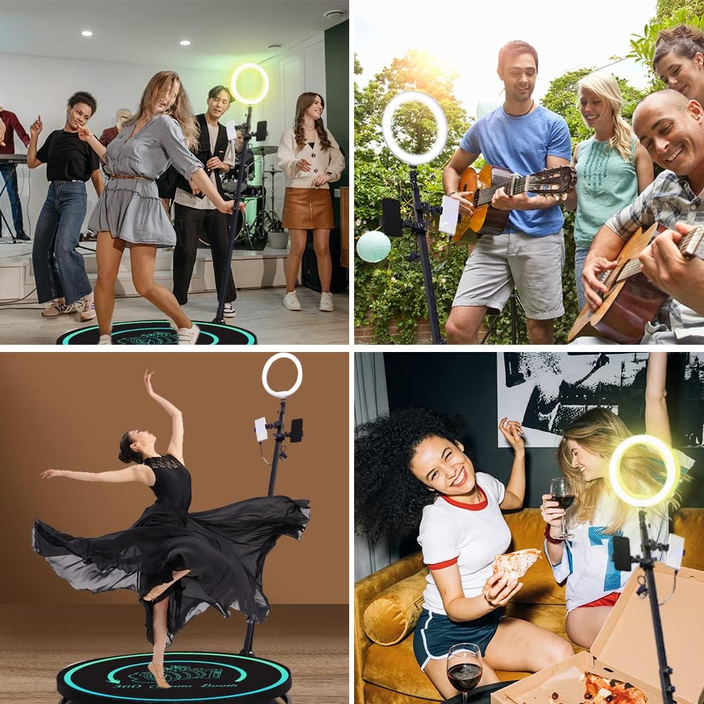 ALINBIN 360 Photo Booth Machine for Parties, 360 Camera Booth Machine Support Customize Logo, Automatic 360 Spin Selfie Platform for Party, Wedding, Live Broadcast, Big Event (27'')