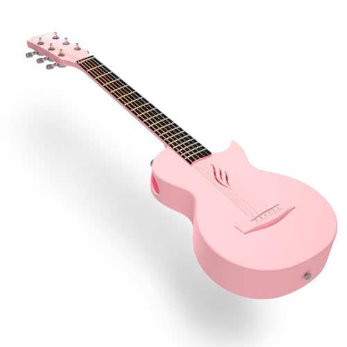 Enya Nova Go Carbon Fiber Acoustic Guitar 1/2 Size Beginner Adult Travel Acustica Guitarra w/Starter Bundle Kit of Colorful Packaging, Acoustic Guitar Strap, Gig Bag, Cleaning Cloth, String(Black)